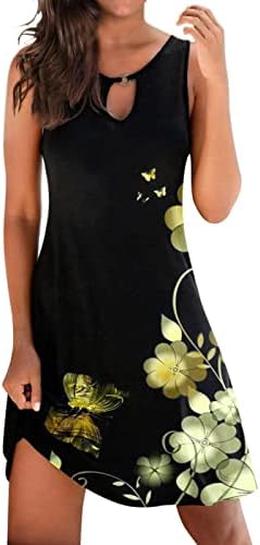 Miashui Denim Maxi haljine za žene Žene Ležerne prilike za ispis Vrhunsko odijelo bez rukava V Vrat Loose