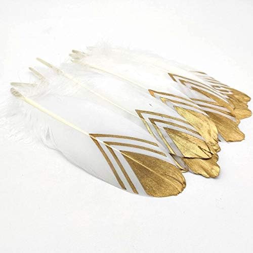 Zamihalaa 100pcs/Lot pravo bijelo perje za zabave za zanate DIY nakit od prirodnog zlata od Guščjeg perja za izradu ukrasa za vjenčanje pljusak 15-20cm