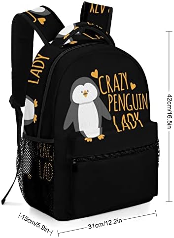 Ludi pingvin dama ruksak knjiga slatka smiješna tiskana grafika za studij knjige