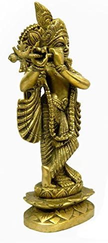 Bharat Haat Pure mesingani metalni Bog Krišna kip u finoj završnoj i ukrasnoj umjetnosti BH03882