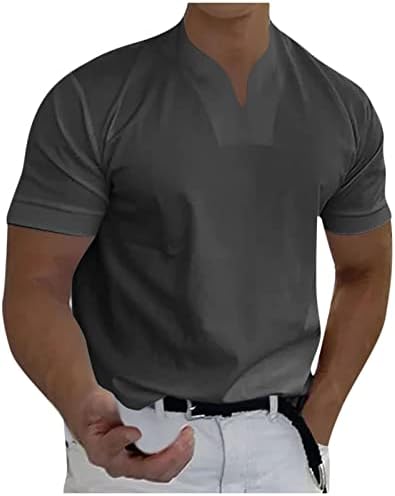 AMZOC obični majice Muškarci, Ležerne prilike Solid Color V-izrez Poslovna majica kratkih rukava sa kratkim