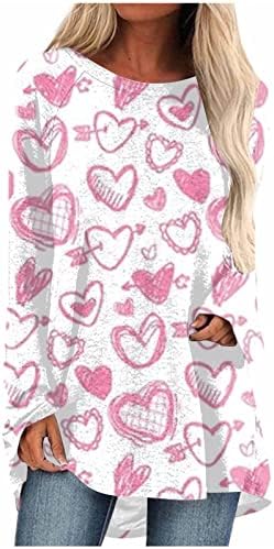 Tunike za ženske košulje Slatko srce Tine Tine Dye Dugi rukav Napunite Ležerne prilike Tunnic Tunic Pulover