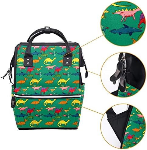 Guerotkr putni ruksak, vrećica za pelene, ruksak pelena, dinosaur zelena pozadina
