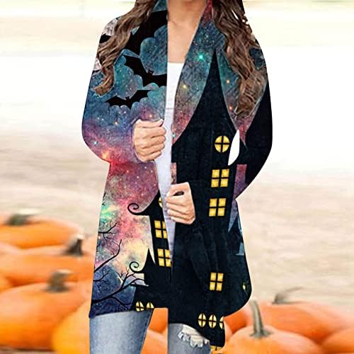 Ženska casual modna kardigan bluza Žene Halloween 3D tiskani otvoreni prednji kaput vrhovi dugih rukava