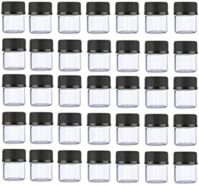 ELFENSTALL 100kom 1ml 1/4 Dram Mini prozirno staklo esencijalna ulja uzorak boce sa crnim kapicama za eterična