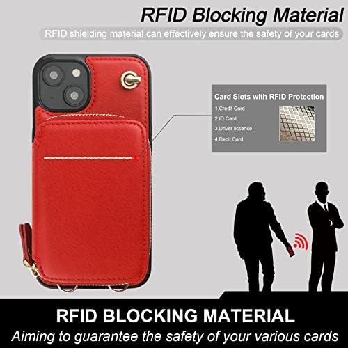 Bocasal Crossbody torbica za novčanik za iPhone 14 Plus, RFID blokirajuća kožna torbica sa držačem za kartice,