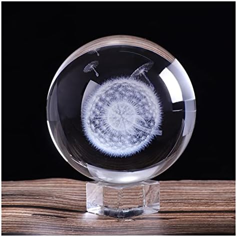 60mm / 80 mm Kristalna minijaturna bandelion kugla 3D ugravirana stakla zanatsku sferu Naslovnica ukras