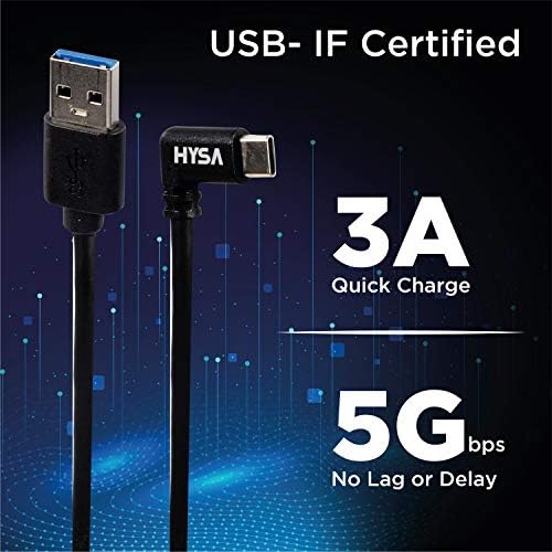 Hysa Oculus Quest Link kabel 13ft USB 3.2 G1 Kut za 90 stupnjeva Tip C do USB Vrsta Velika brzina prijenos podataka i brz punjenje, kompatibilan sa Oculus Quest 2 i Gaming PC