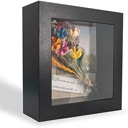 Graduation 5x5 Shadow Box okvir za prikaz drveta s posteljinom i 6 igle za leđa, 1,5 inča u unutrašnjosti dubine, idealna za memorabilia Slike Cvijeće Medals Karte