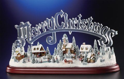 Animirani muzički osvijetljeni ledeni kristal sretan božićni seoski figurin 8.5