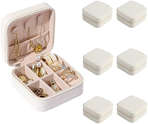 Kutija za nakit Feecckok, 6 pakovanje Travel Nakit Organizator Prijenosni nosač naušnica za žene, male PU