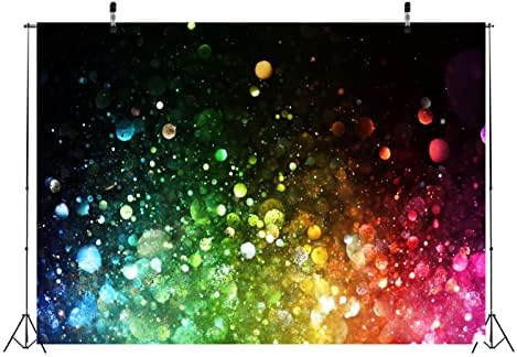 Loccor tkanina 10x8ft šarena pozadina za štampu Rainbow Glitter Bokeh u pozadini tamne fotografije hajde