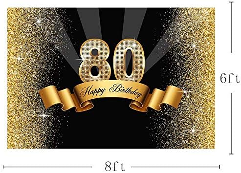 MEHOFOTO Glitter Gold and Black Photo Studio Booth pozadina Adult Happy 80th birthday Party dekoracije Banner