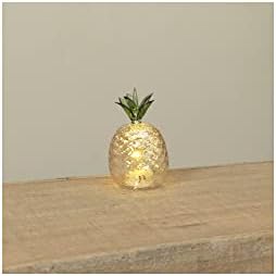 Gerson International baterija upravljana staklena staklena staklena figurica ananasa, 4,9-inčna visina