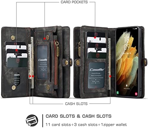 KONKY Caseme novčanik slučaj Magnetic odvojivi odvojivi Telefon Cover torbica Folio izdržljiva kožna torbica