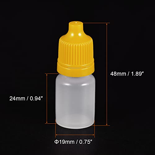 Meccanixity Dropper boce prazna Plastična bočica za ispuštanje prenosivi kontejneri za stiskanje 5ml sa žutim poklopcem za popravku, čišćenje, zanate, tečnosti, 24 pakovanje