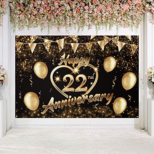 Sretna 50. godišnjica pozadina Banner Decor crno zlato-Glitter Love Heart Happy 50 godina godišnjica vjenčanja