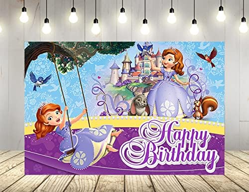 Ljubičasta pozadina princeze za potrepštine za rođendanske zabave Sofia Baby Shower Banner za dekoraciju