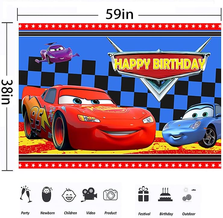 Trkaći automobili pozadina za dekoracije za rođendanske zabave munja McQueen Banner za Baby Shower potrepštine
