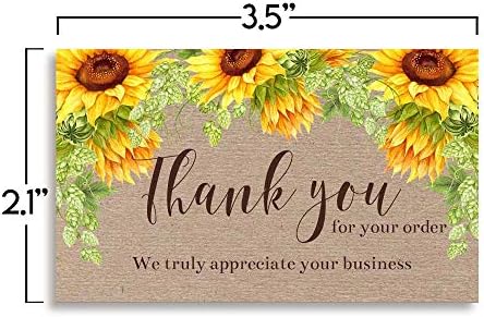 Suncokret cvjetni na Kraftu Hvala na podršci kupcima paketni umetci za mala preduzeća, 100 2 X 3.5 jednostrane umetne kartice AmandaCreation