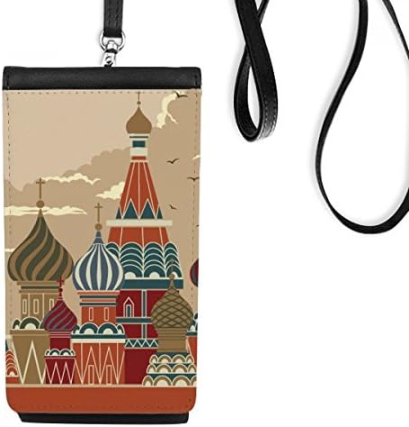 Rusija Katedrala Zgrada Crveni kvadratni telefon novčanik torbica Viseće mobilne torbice Crni džep